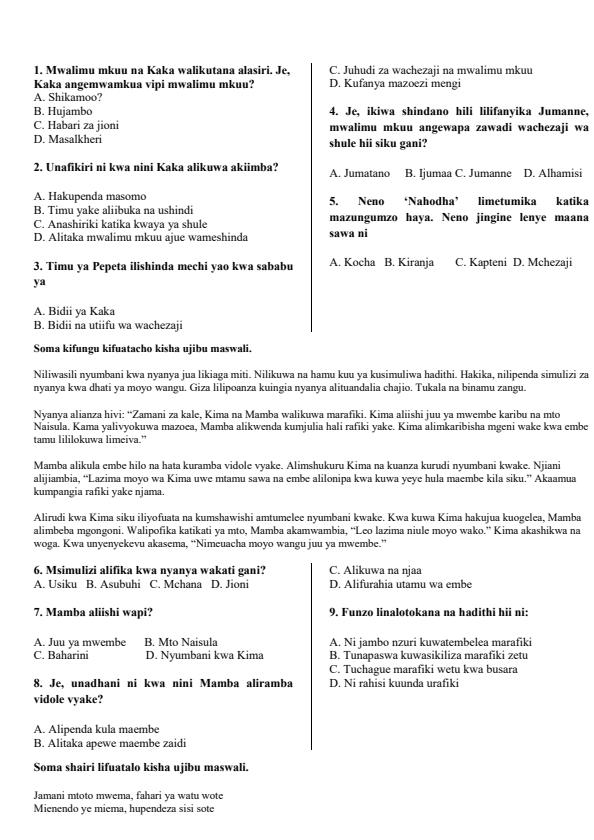 Preview page Grade-6-Kiswahili-Mid-Term-1-Exam-2026_5092_1.jpg