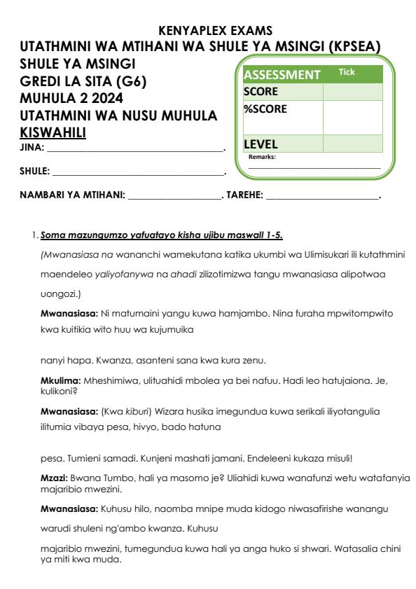 Preview page Grade-6-Kiswahili-Mid-Term-2-Exam-2024_2688_0.jpg