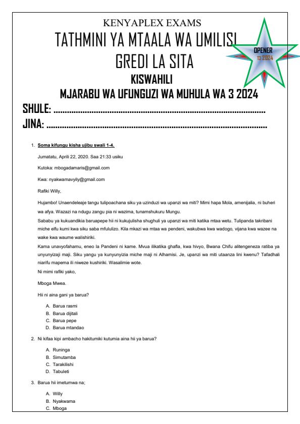 Preview page Grade-6-Kiswahili-Term-3-Opener-Exam-2024_2949_0.jpg