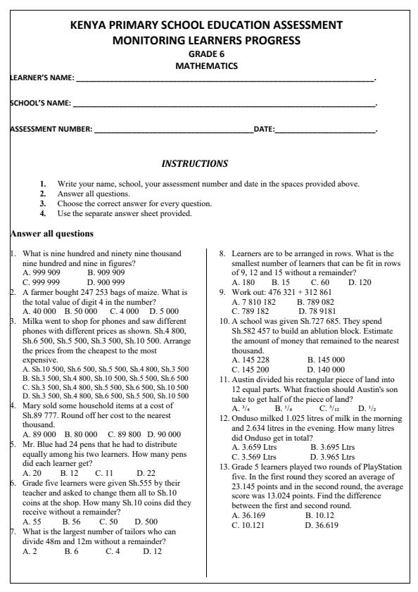 Preview page Grade-6-Mathematics-Term-1-Opener-Exam-2026_4968_0.jpg