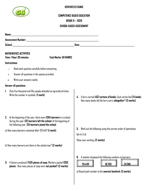 Preview page Grade-6-Mathematics-Term-2-OPener-Exam-2026_5589_0.jpg