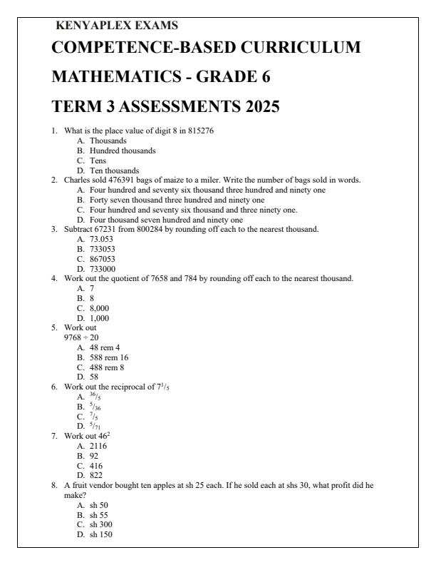 Preview page Grade-6-Mathematics-Term-3-Opener-Exam-2025_4522_0.jpg