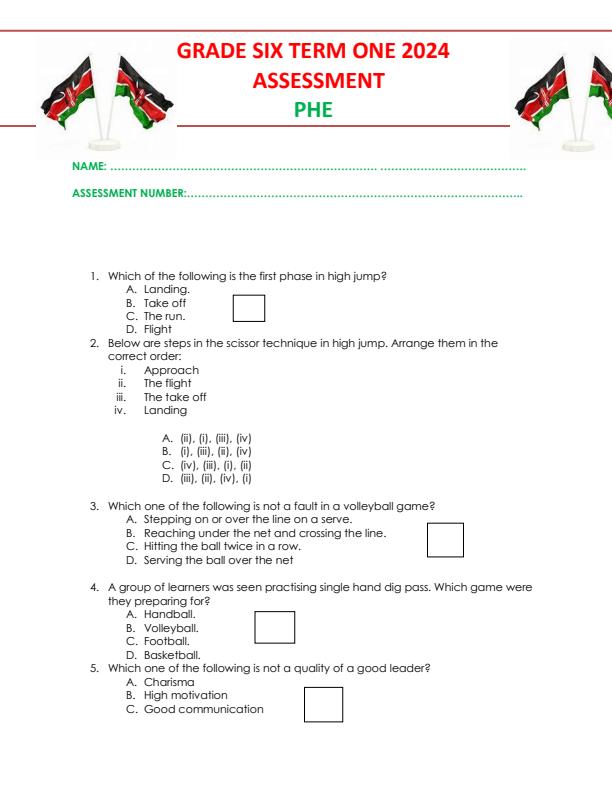 Preview page Grade-6-Physical-Education-Term-1-Opener-Exam-2024_1917_0.jpg