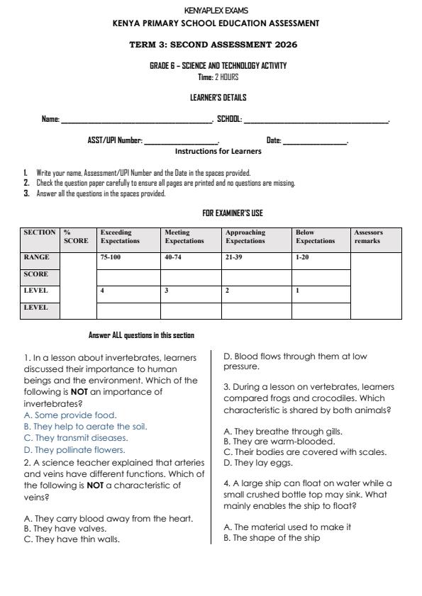 Preview page Grade-6-Science-and-Technology-Activity-End-Term-3-Exam-2026_6881_0.jpg