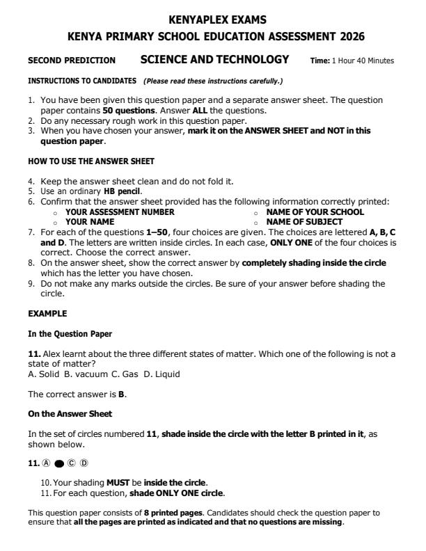 Preview page Grade-6-Science-and-Technology-KPSEA-Prediction-Exam-2026-Set-2_6633_0.jpg
