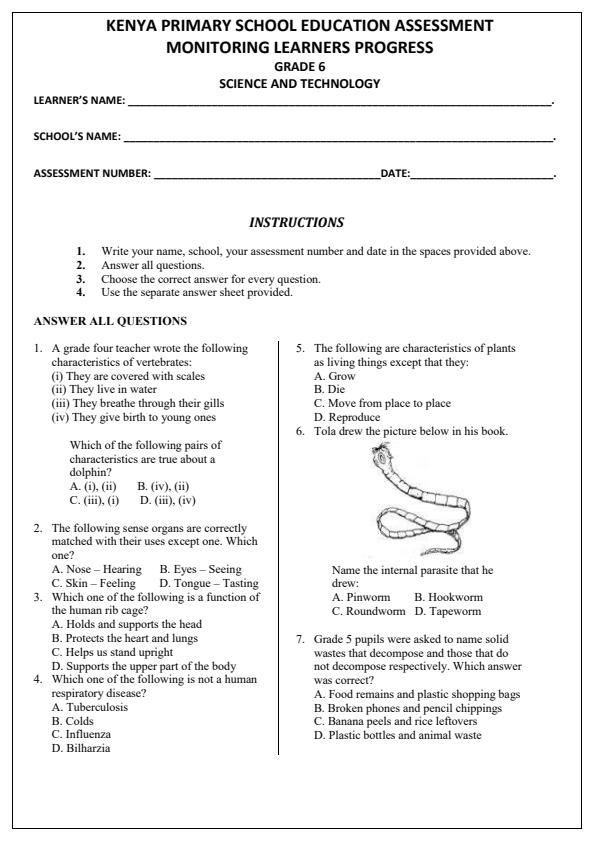 Preview page Grade-6-Science-and-Technology-Term-1-Opener-Exam-2026_4969_0.jpg