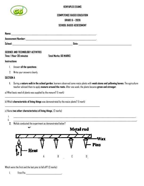 Preview page Grade-6-Science-and-Technology-Term-2-Opener-Exam-2026_5590_0.jpg