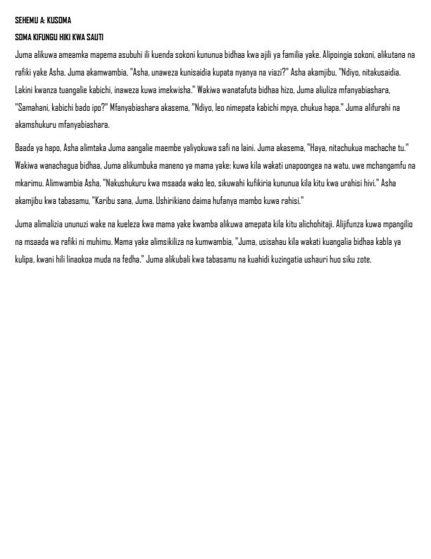 Preview page Grade-6-Shughuli-za-Kiswahili-Kusikiliza-na-Kuzungumza-Term-2-Opener-Exam_5587_1.jpg