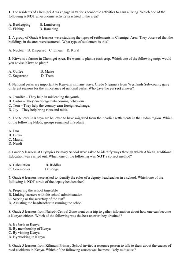 Preview page Grade-6-Social-Studies-End-Term-3-Set-2-Exams-2026_7122_1.jpg