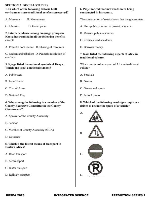 Preview page Grade-6-Social-Studies-KPSEA-Prediction-Exam-2026_6361_1.jpg