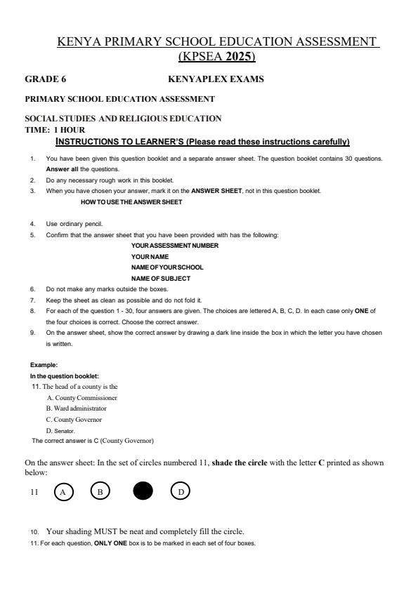 Preview page Grade-6-Social-Studies-and-Religious-Education-End-of-Term-3-KPSEA-Prediction-Exam-2025_4836_0.jpg