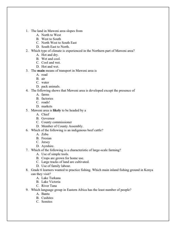 Preview page Grade-6-Social-Studies-and-Religious-Education-Term-3-Opener-Exam-2025_4523_1.jpg