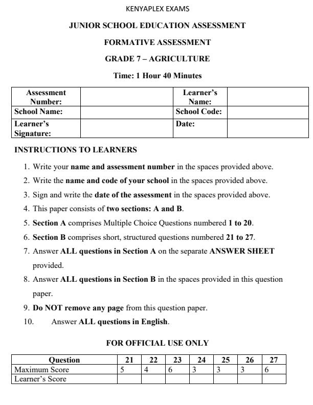 Preview page Grade-7-Agriculture-End-Term-3-Set-2-Exam-2026_7187_0.jpg
