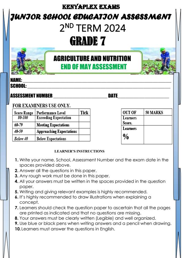 Preview page Grade-7-Agriculture-and-Nutrition-End-of-May-Assessment-Test_2529_0.jpg