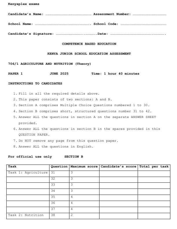Preview page Grade-7-Agriculture-and-Nutrition-Mid-Term-2-Exam-2025_4147_0.jpg