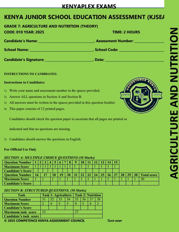 Preview page Grade-7-Agriculture-and-Nutrition-Mid-Term-3-Exam-2025_4654_0.jpg