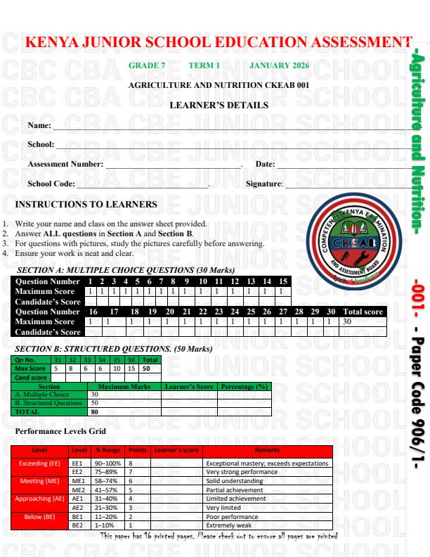 Preview page Grade-7-Agriculture-and-Nutrition-Opener-Exam-Term-1-2026_4971_0.jpg