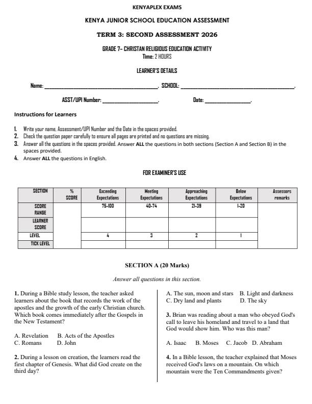 Preview page Grade-7-CRE-Activity-End-Term-3-Exam-2026_6773_0.jpg