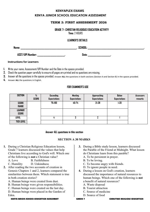 Preview page Grade-7-CRE-Activity-Term-3-Opener-Exam-2026_6499_0.jpg