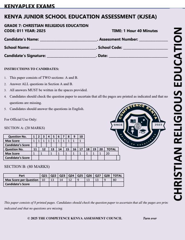 Preview page Grade-7-CRE-End-of-Term-3-Exam-2025_4801_0.jpg