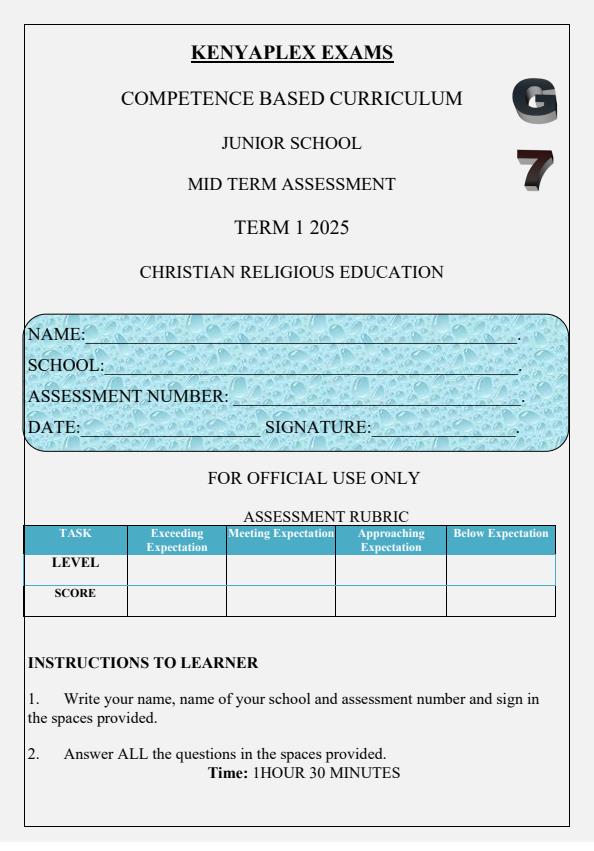 Preview page Grade-7-CRE-Mid-Term-1-Exam-2025_3615_0.jpg