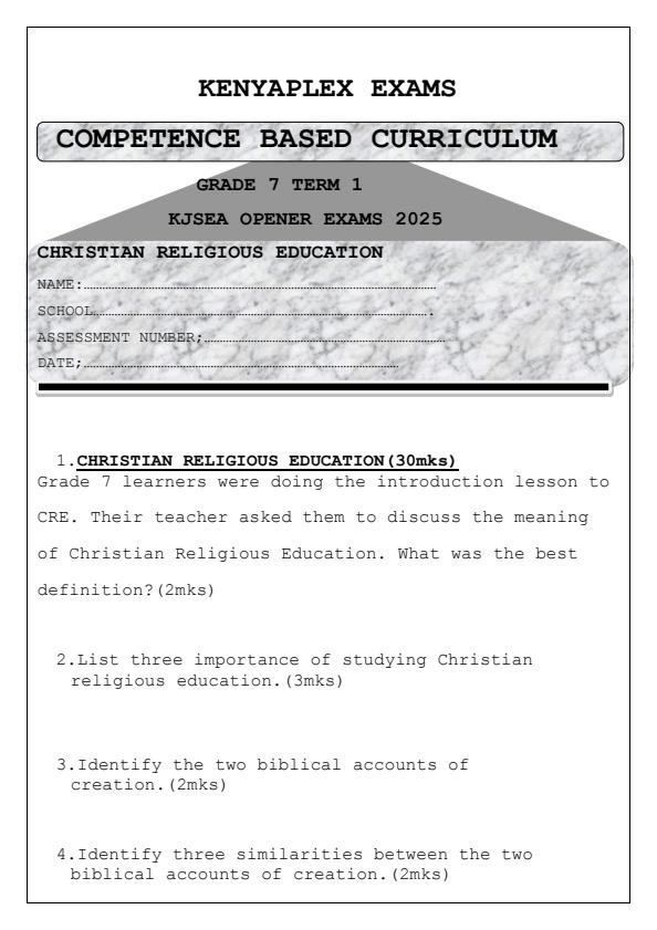 Preview page Grade-7-CRE-Term-1-Opener-Exam-2025_3457_0.jpg