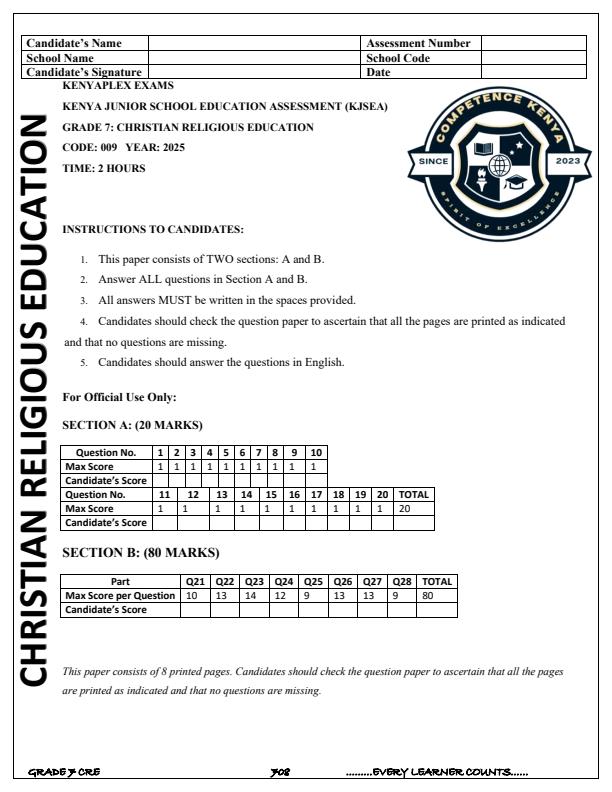 Preview page Grade-7-CRE-Term-3-Opener-Exam-2025_4531_0.jpg