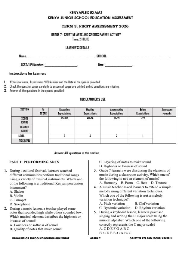 Preview page Grade-7-Creative-Arts-Activity-Term-3-OPener-Exam-2026_6500_0.jpg