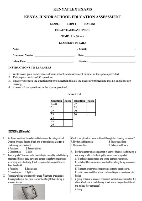 Preview page Grade-7-Creative-Arts-Term-2-Opener-Exam-2026_5594_0.jpg