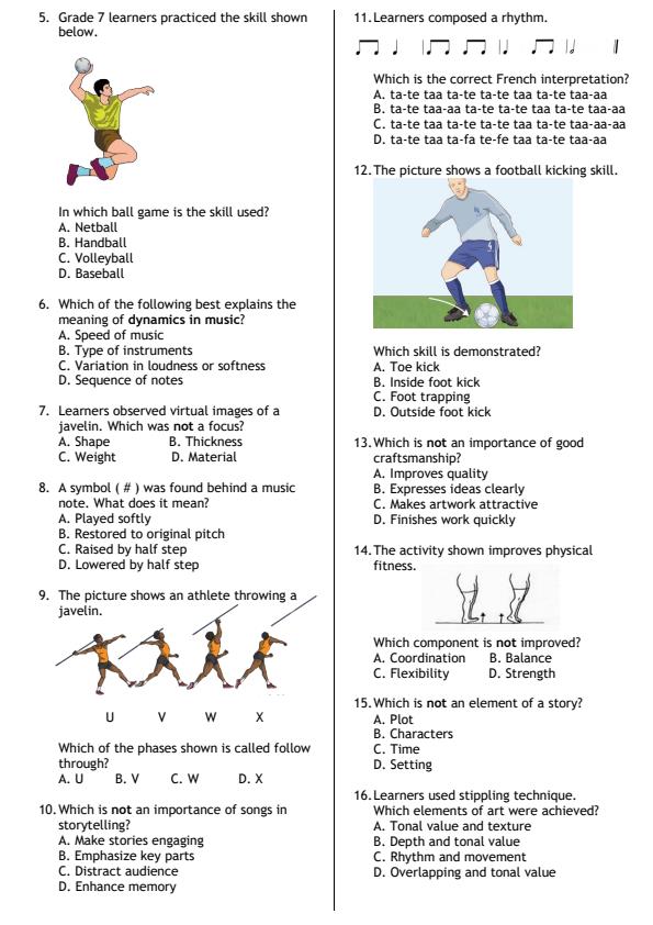 Preview page Grade-7-Creative-Arts-and-Sports-End-Term-2-Exam-2026_6082_1.jpg
