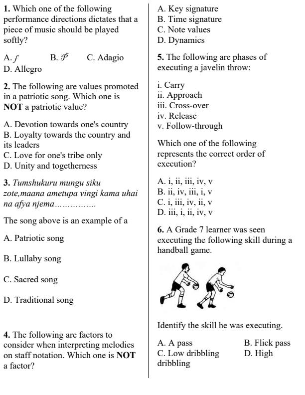 Preview page Grade-7-Creative-Arts-and-Sports-End-Term-3-Set-2-Exam-2026_7189_1.jpg
