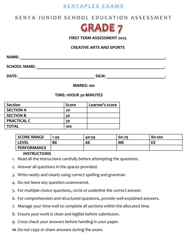Preview page Grade-7-Creative-Arts-and-Sports-End-of-Term-1-Examination-2025_3824_0.jpg