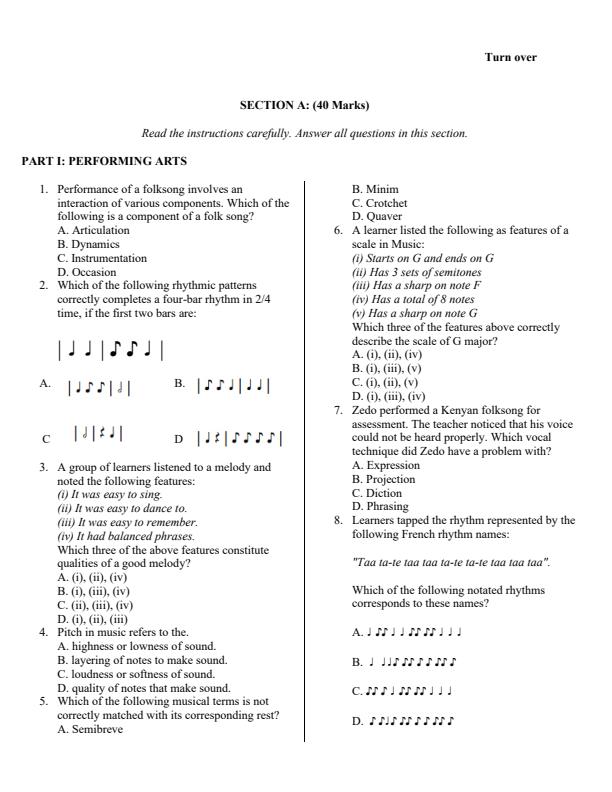 Preview page Grade-7-Creative-Arts-and-Sports-End-of-Term-2-Exam-2025_4384_1.jpg