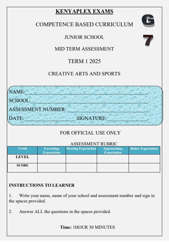 Preview page Grade-7-Creative-Arts-and-Sports-Mid-Term-1-Exam-2025_3608_0.jpg