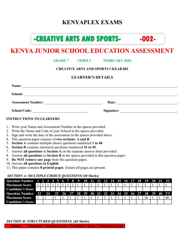 Preview page Grade-7-Creative-Arts-and-Sports-Mid-Term-1-Exam-2026_5061_0.jpg