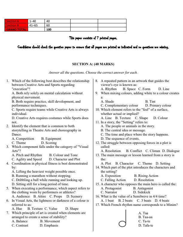 Preview page Grade-7-Creative-Arts-and-Sports-Mid-Term-1-Exam-2026_5061_1.jpg