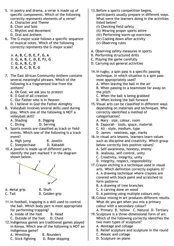 Preview page Grade-7-Creative-Arts-and-Sports-Mid-Term2-Exam-2026_5863_1.jpg