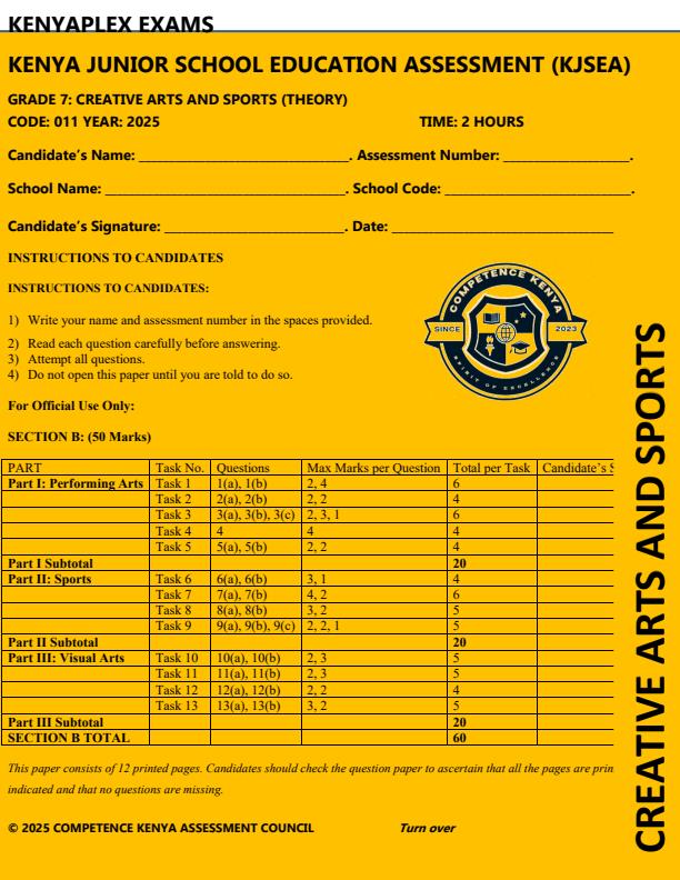 Preview page Grade-7-Creative-Arts-and-Sports-Paper-2-End-of-Term-3-Exam-2025_4803_0.jpg