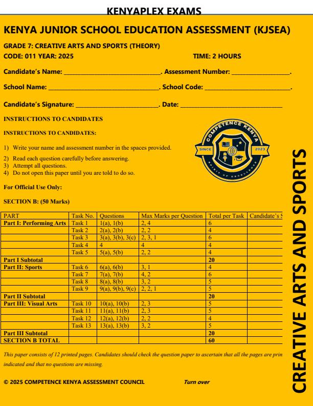 Preview page Grade-7-Creative-Arts-and-Sports-Paper-2-Mid-Term-3-Exam-2025_4657_0.jpg