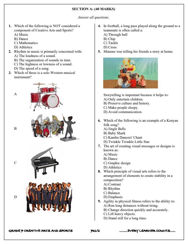 Preview page Grade-7-Creative-Arts-and-Sports-Paper-2-Term-3-Opener-Exam-2025_4530_1.jpg