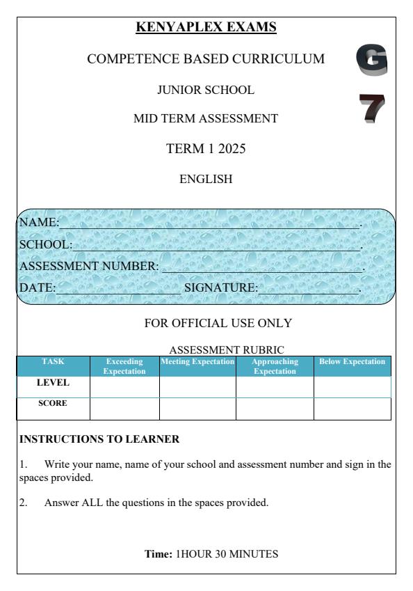 Preview page Grade-7-English-Mid-Term-1-Exam-2025_3609_0.jpg