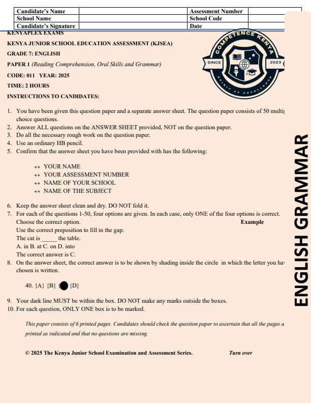 Preview page Grade-7-English-Paper-1-End-of-Term-3-Exam-2025_4804_0.jpg