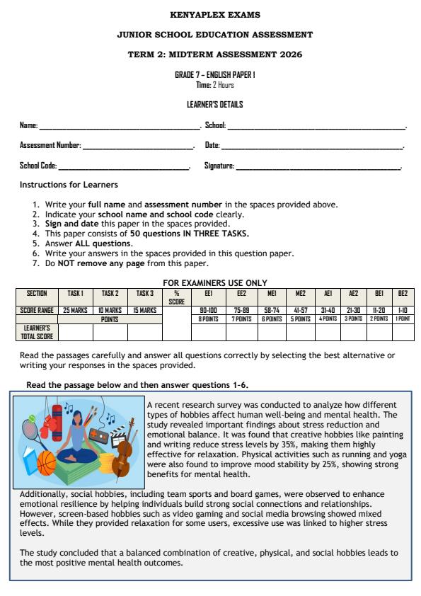 Preview page Grade-7-English-Paper-1-Mid-Term-2-Exam-2026_5864_0.jpg
