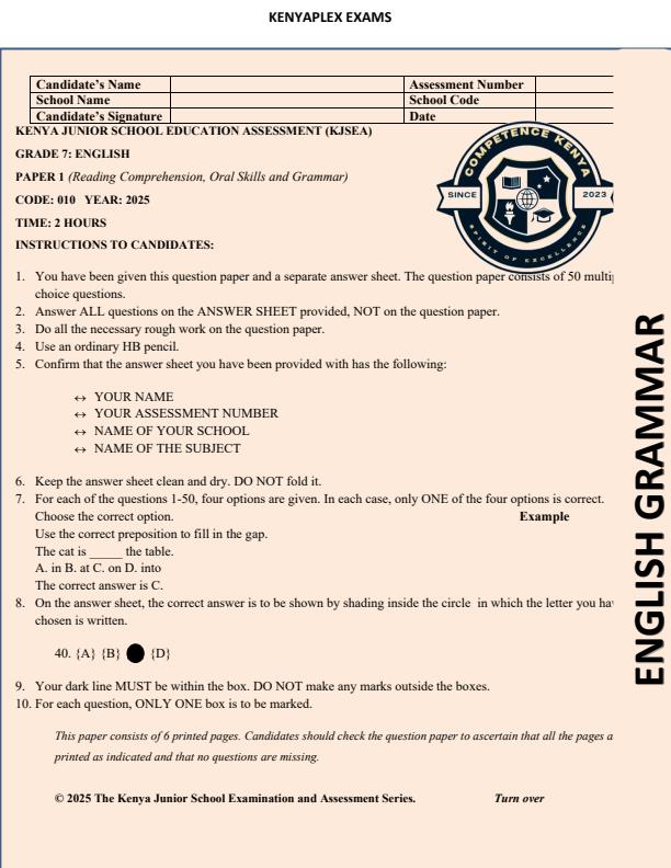 Preview page Grade-7-English-Paper-1-Mid-Term-3-Exam-2025_4658_0.jpg