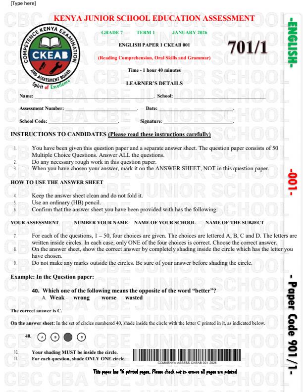 Preview page Grade-7-English-Paper-1-Opener-Exam-Term-1-2026_4974_0.jpg