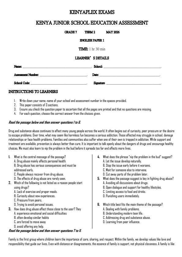 Preview page Grade-7-English-Paper-1-Term-2-Opener-Exam-2026_5595_0.jpg