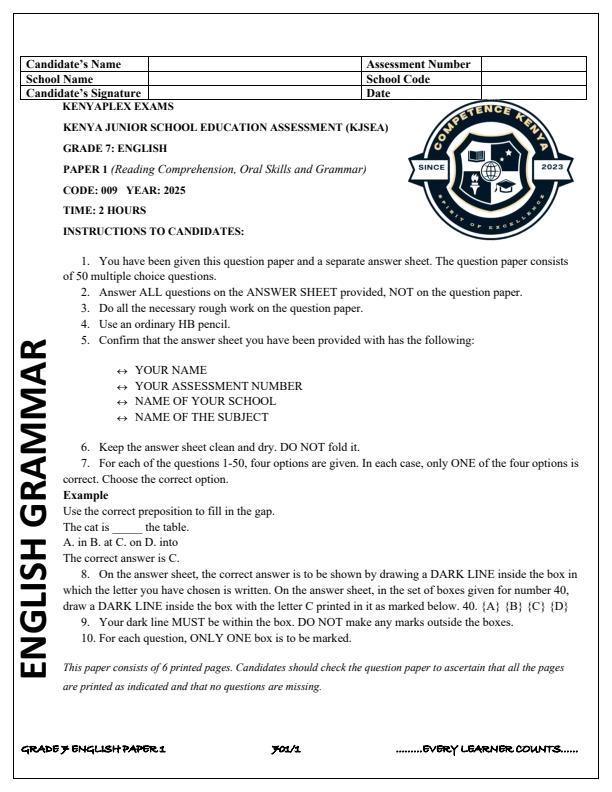 Preview page Grade-7-English-Paper-1-Term-3-Opener-Exam-2025_4532_0.jpg