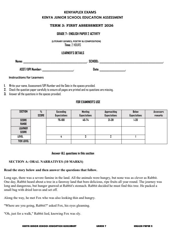 Preview page Grade-7-English-Paper-2-Activity-Term-3-Opener-Exam-2026_6503_0.jpg