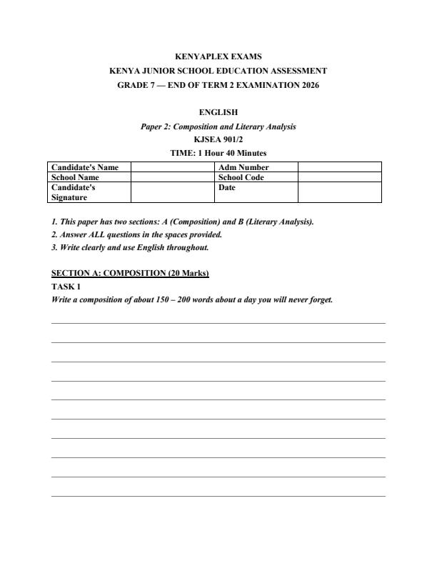 Preview page Grade-7-English-Paper-2-July-Assessment-Examination-2026_6326_0.jpg