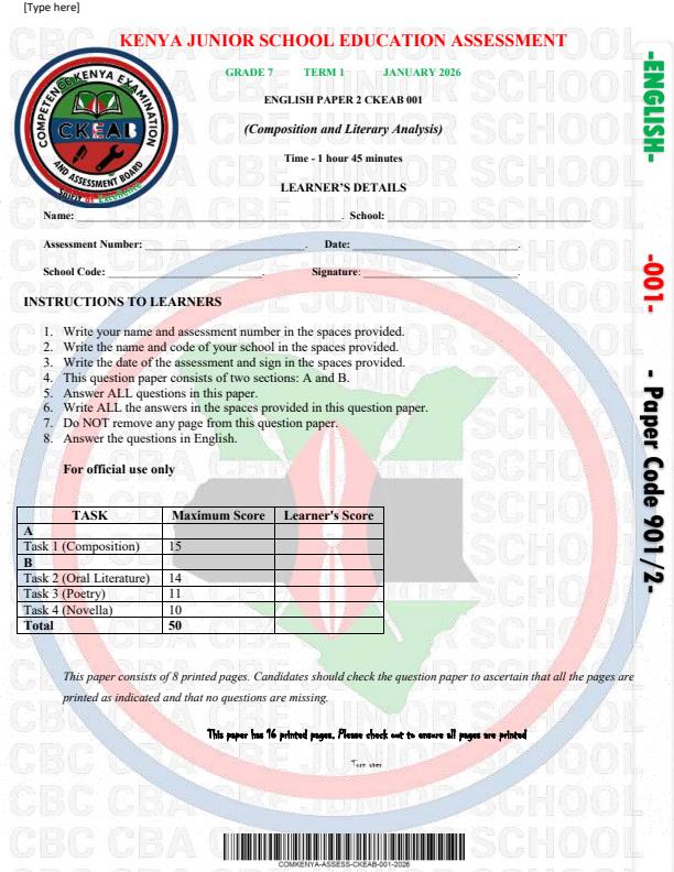 Preview page Grade-7-English-Paper-2-Term-1-Opener-Exam-2026_4975_0.jpg